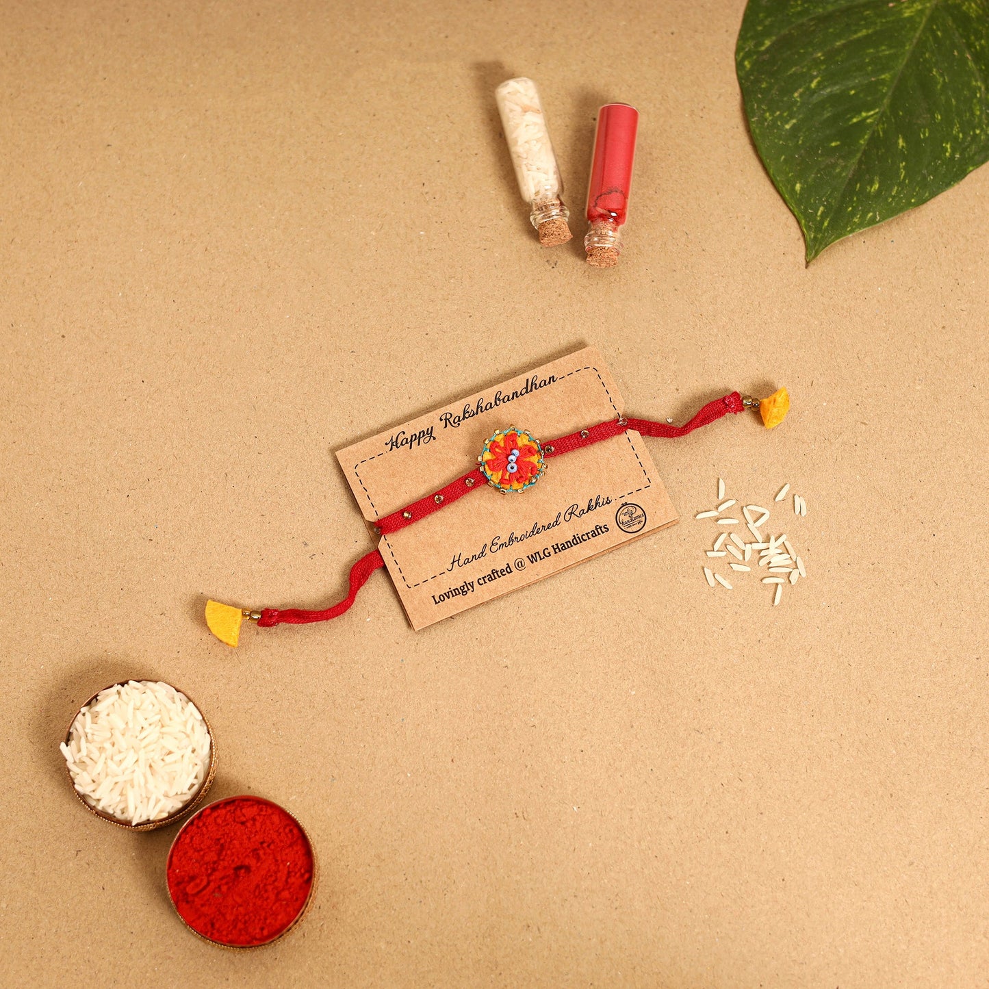 Daisy Flower - Hand Embroidered & Felt Work Rakhi