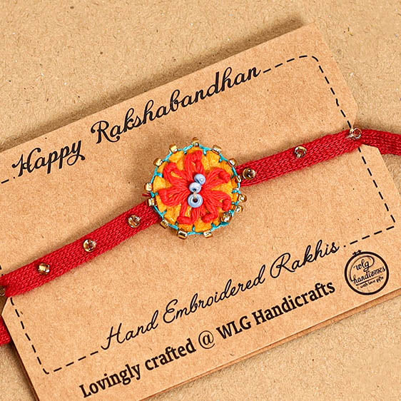 Daisy Flower - Hand Embroidered & Felt Work Rakhi