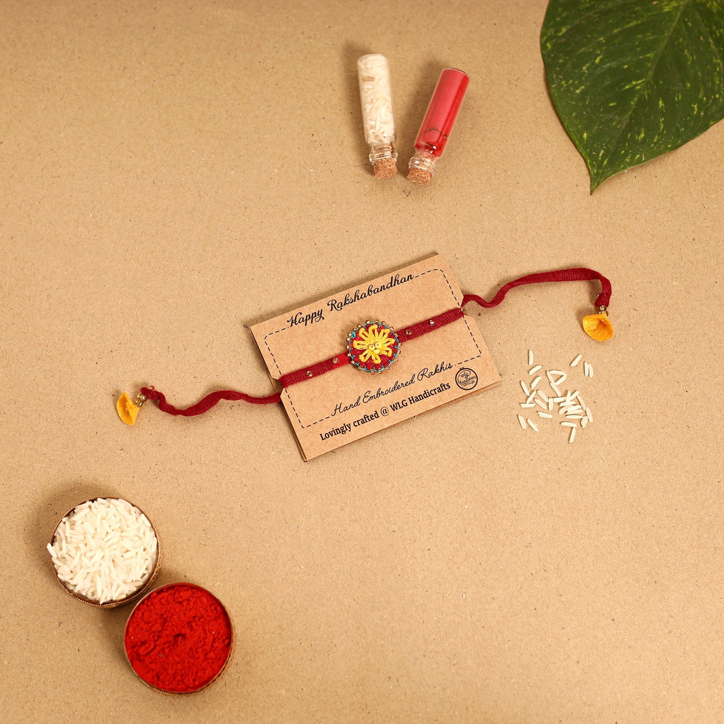 Daisy Flower - Hand Embroidered & Felt Work Rakhi