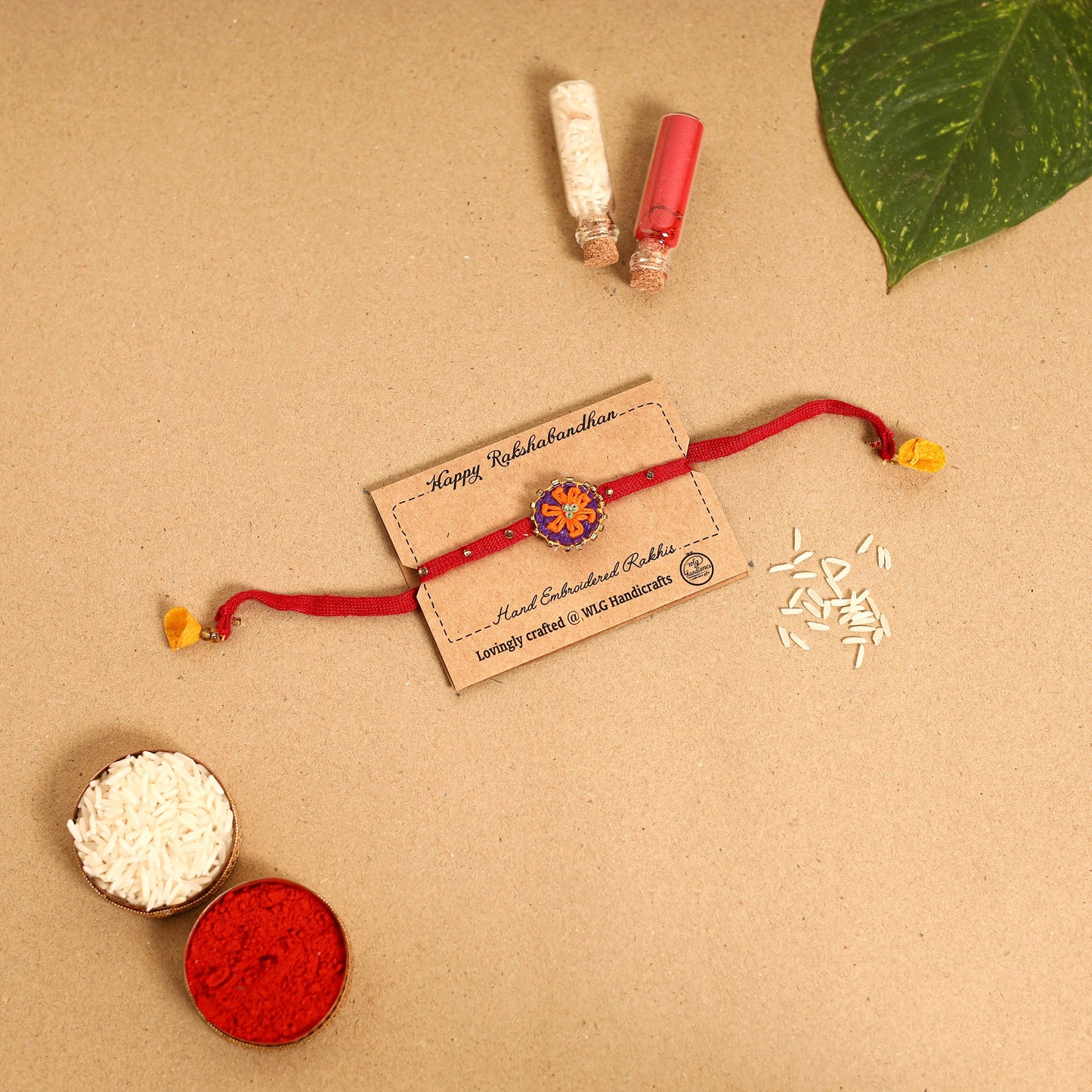 Daisy Flower - Hand Embroidered & Felt Work Rakhi