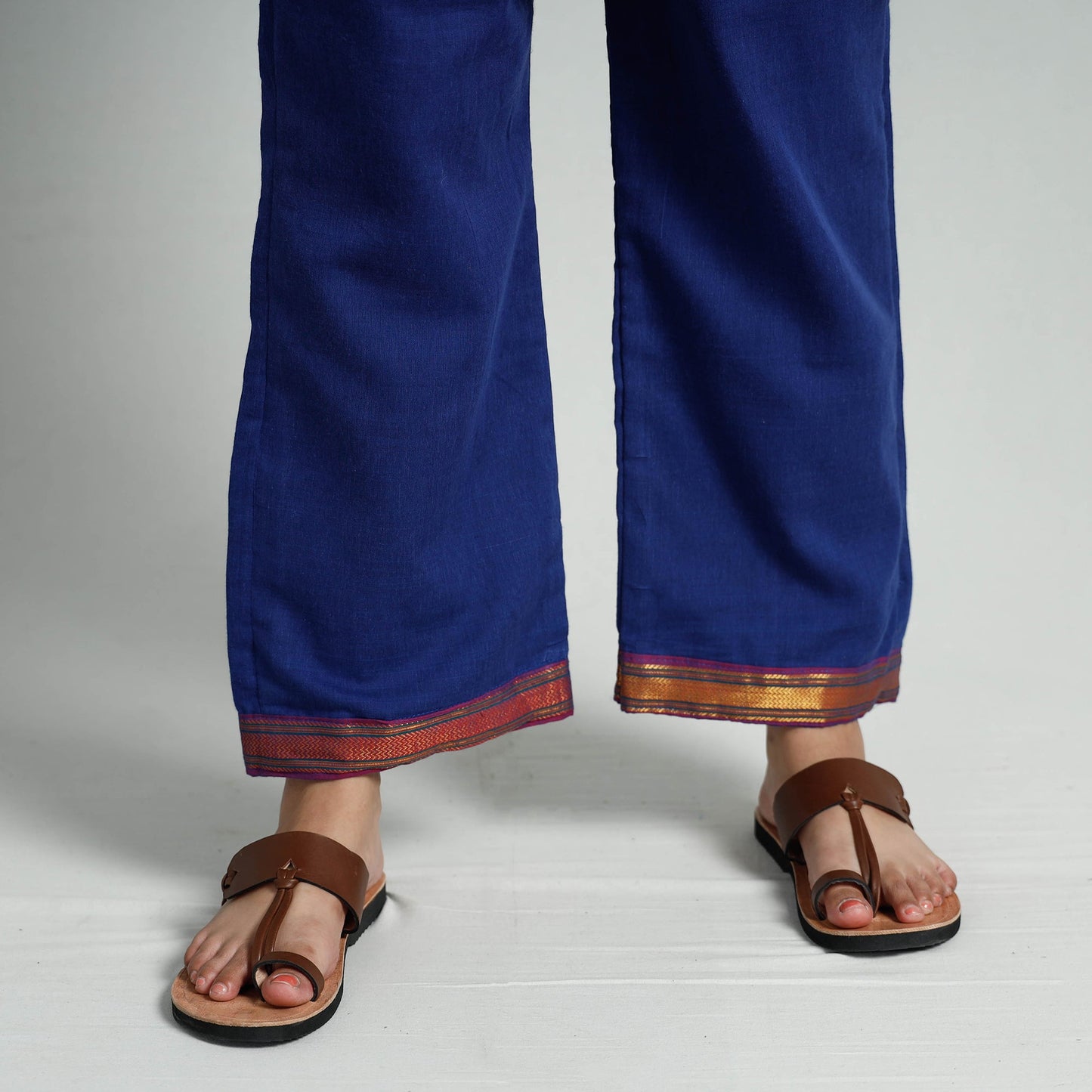 Dark blue dharwad cotton kurta with palazzo & dupatta set