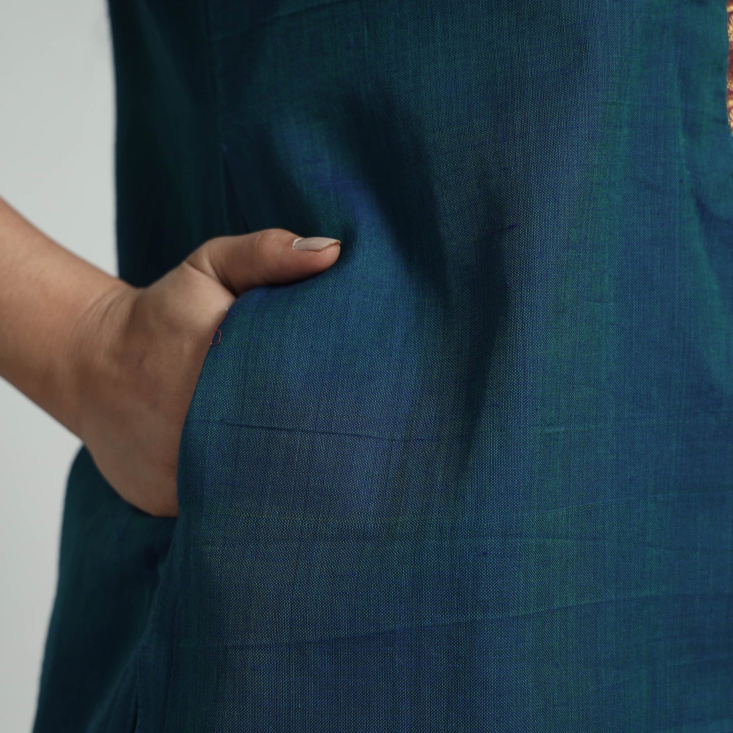 Dark blue dharwad cotton kurta with palazzo & dupatta set