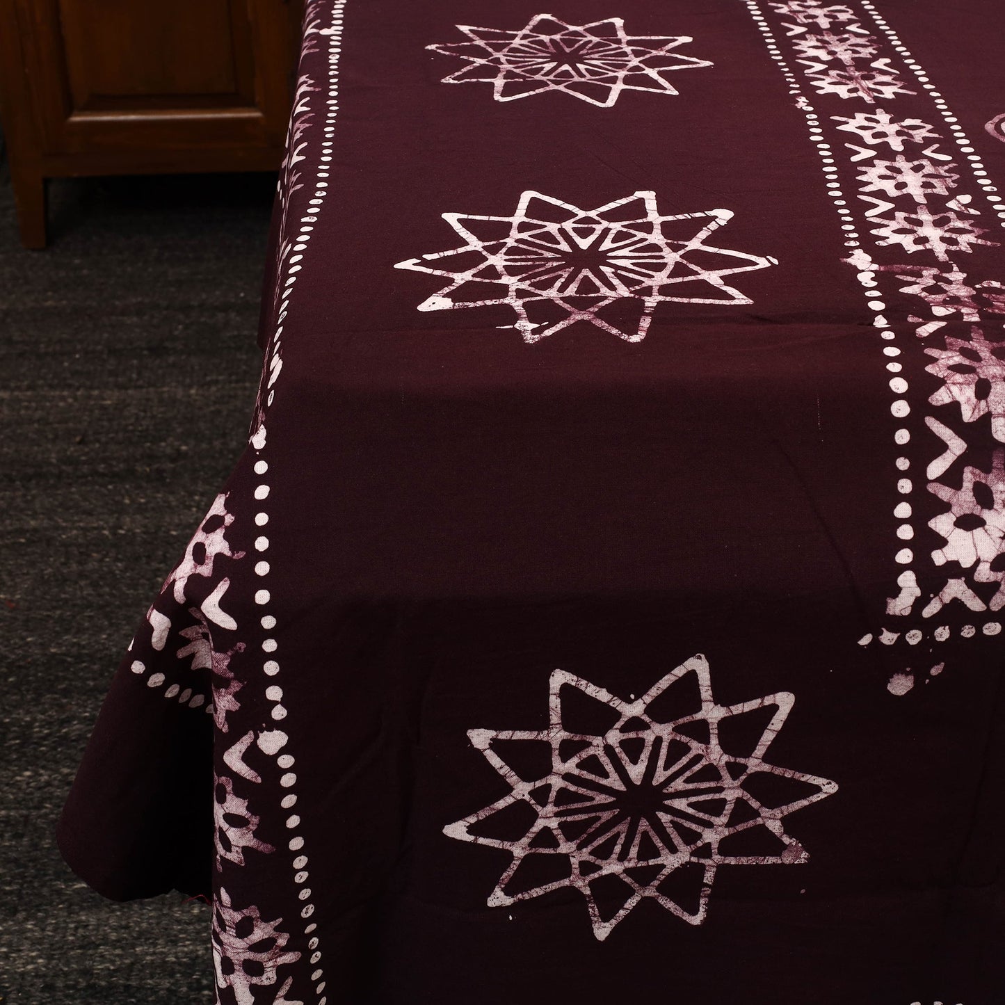 Dark Brown - Cotton Double Hand Batik Print Bed Sheet Set 06