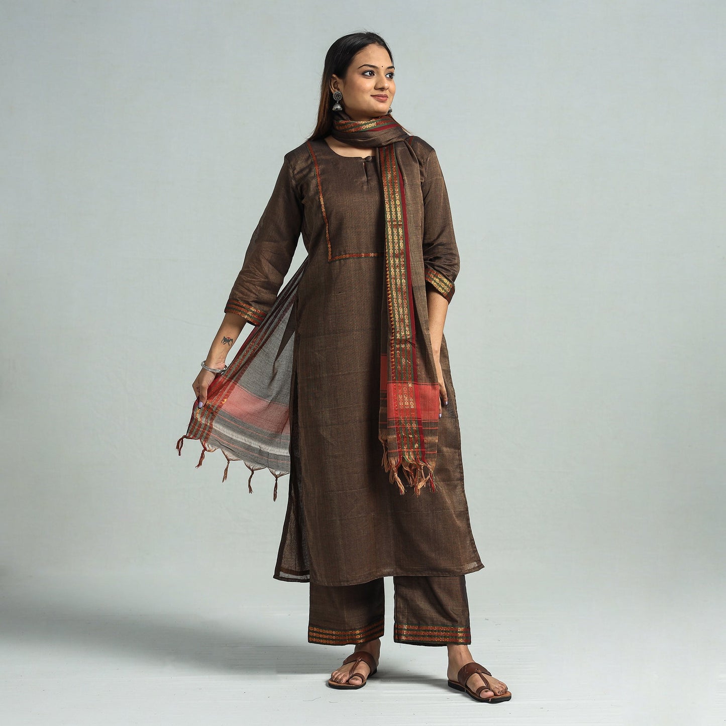 Buy Dharwad Cotton Kurta with Palazzo & Dupatta Set Online at iTokri.com