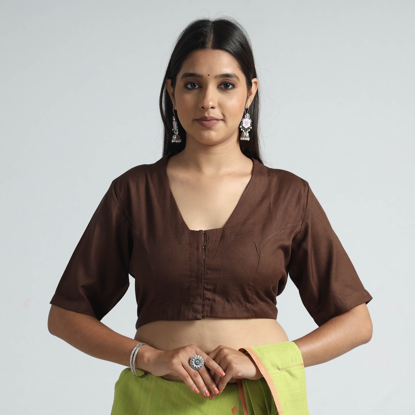 Buy Plain Linen Cotton Stitched Blouse