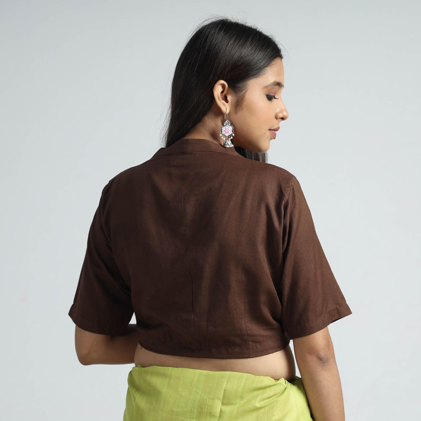 Buy Plain Linen Cotton Stitched Blouse