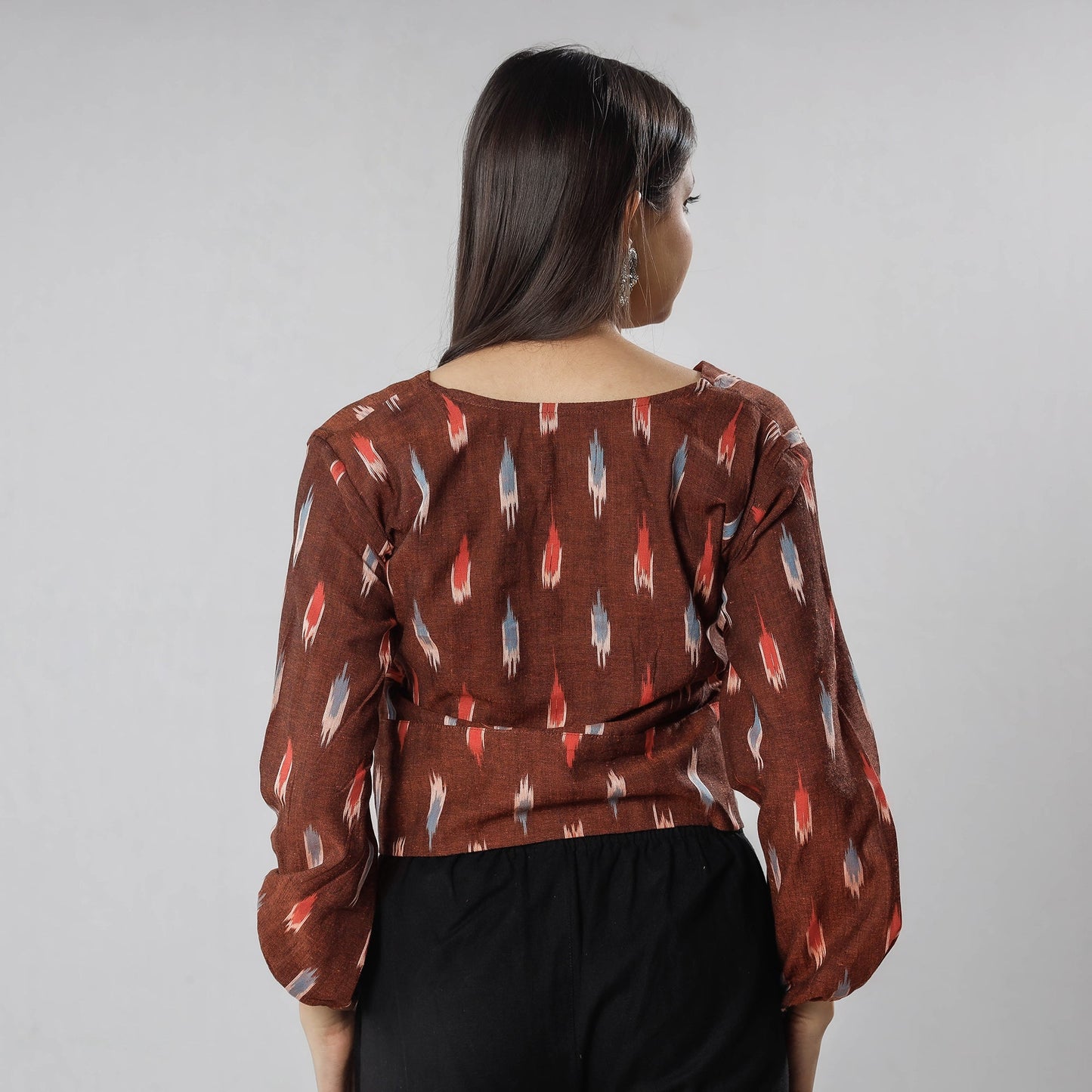 Buy Pochampally Ikat Full Sleeve Cotton Crop Top Online at iTokri.com
