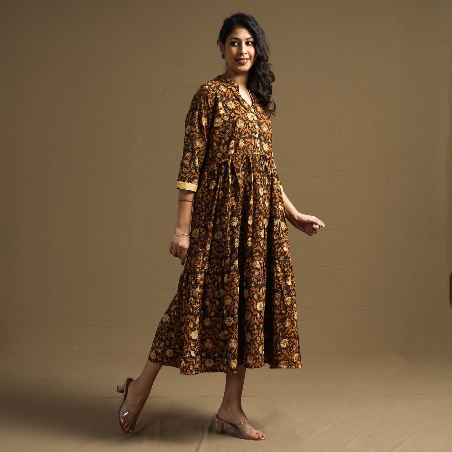 Buy Sanganeri Block Printed Cotton Flared Dress Online at iTokri.com