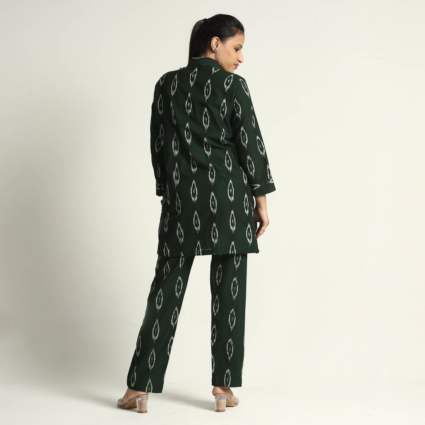 Dark Green - Pochampally Ikat Cotton Co-Ord Set