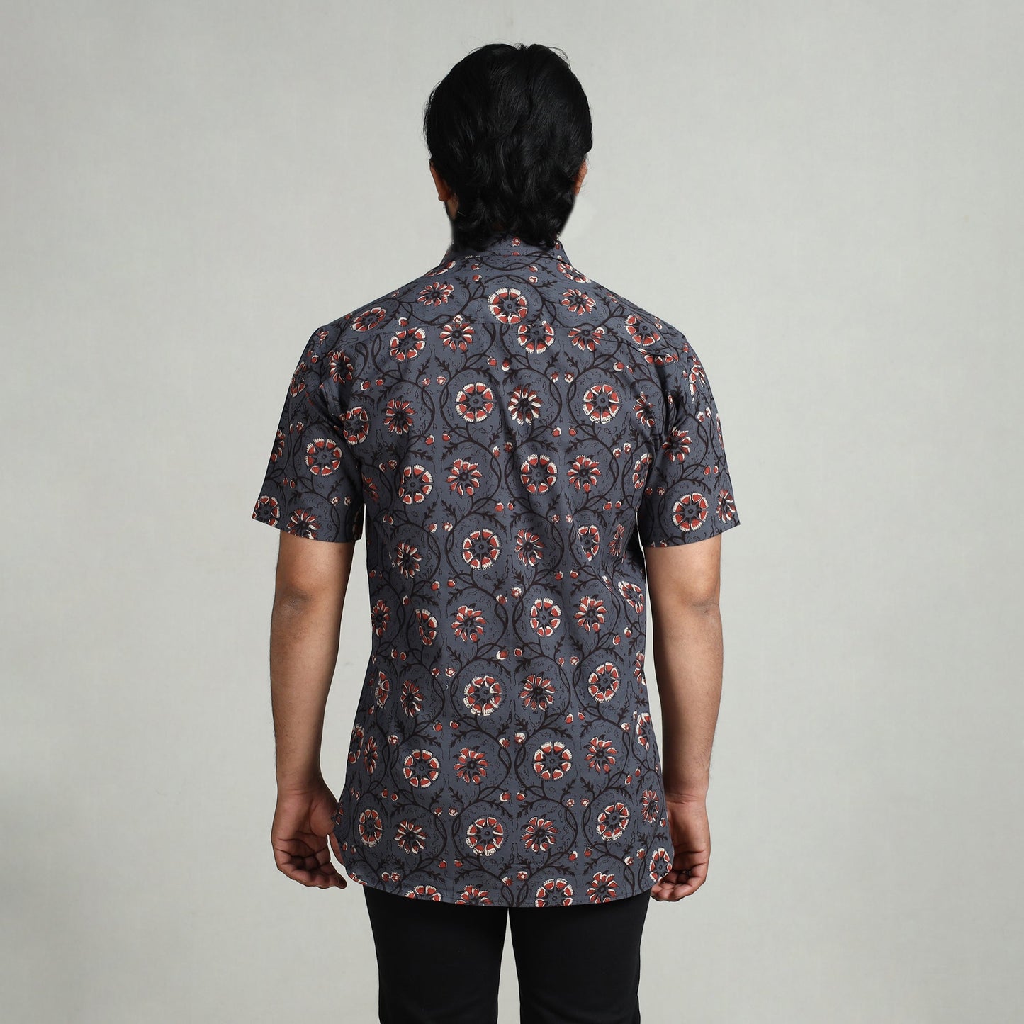 Bagru Block Printed Cotton Men Half Sleeve Shirt