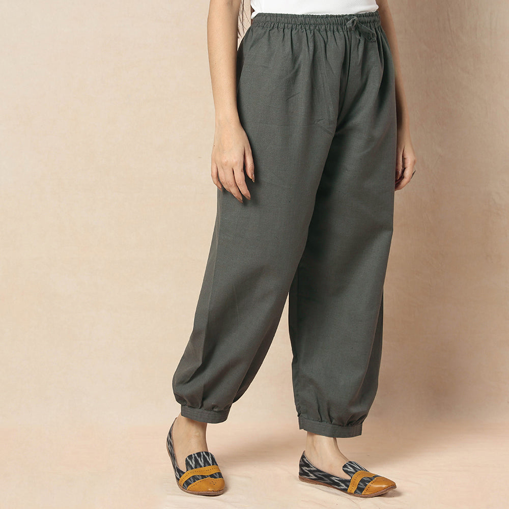Dark Grey - Flex Cotton Plain Elasticated Pant
