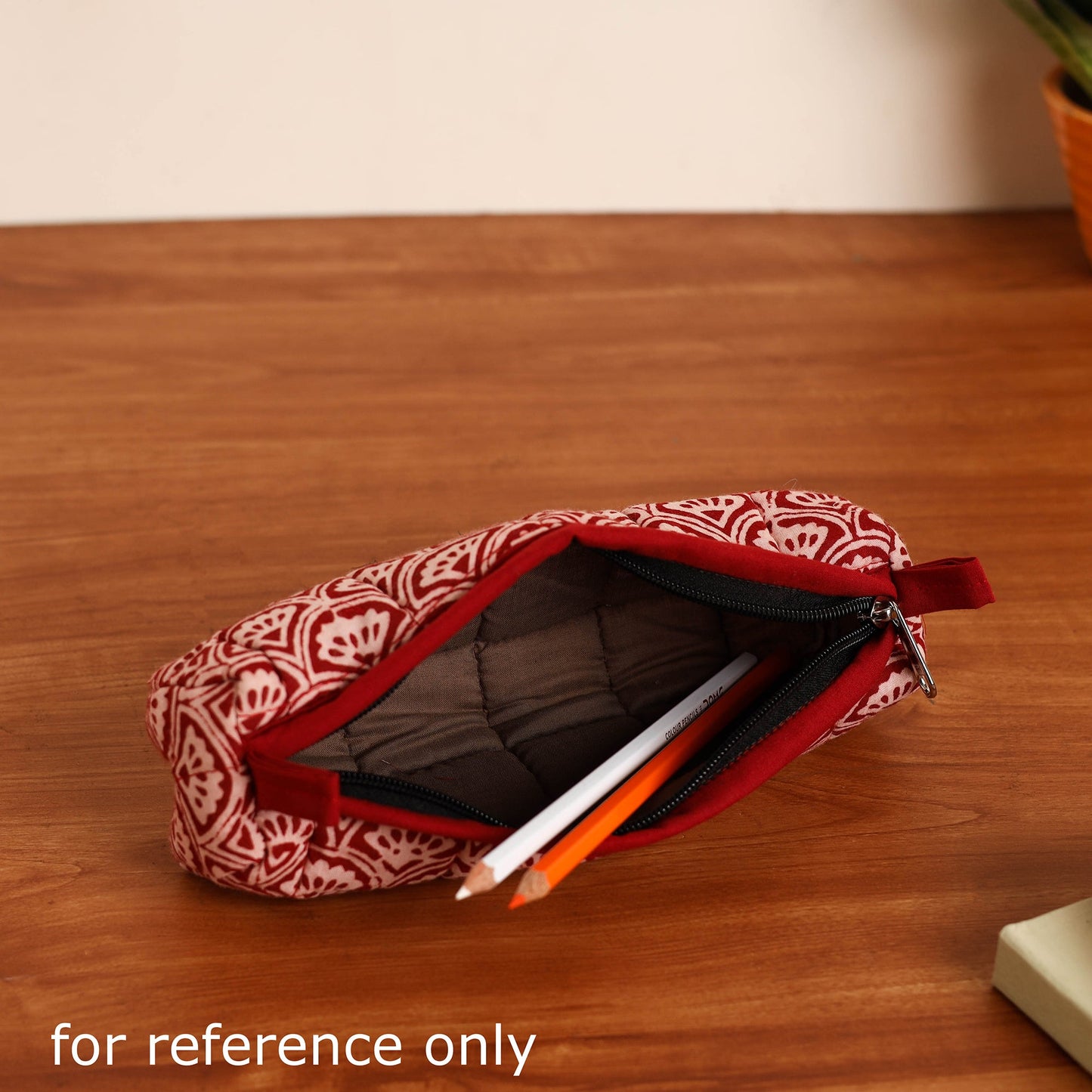 Dark Grey Handmade Quilted Cotton Pencil Pouch