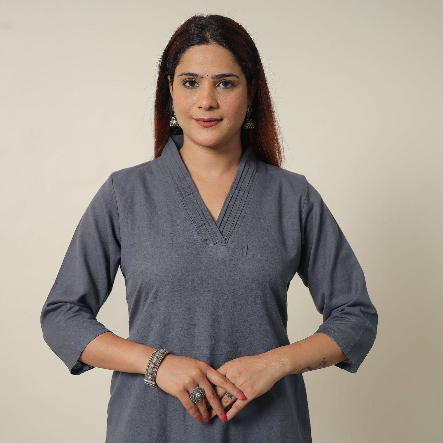 Plain Flex Cotton Long Straight Kurta 22 Online at iTokri.com