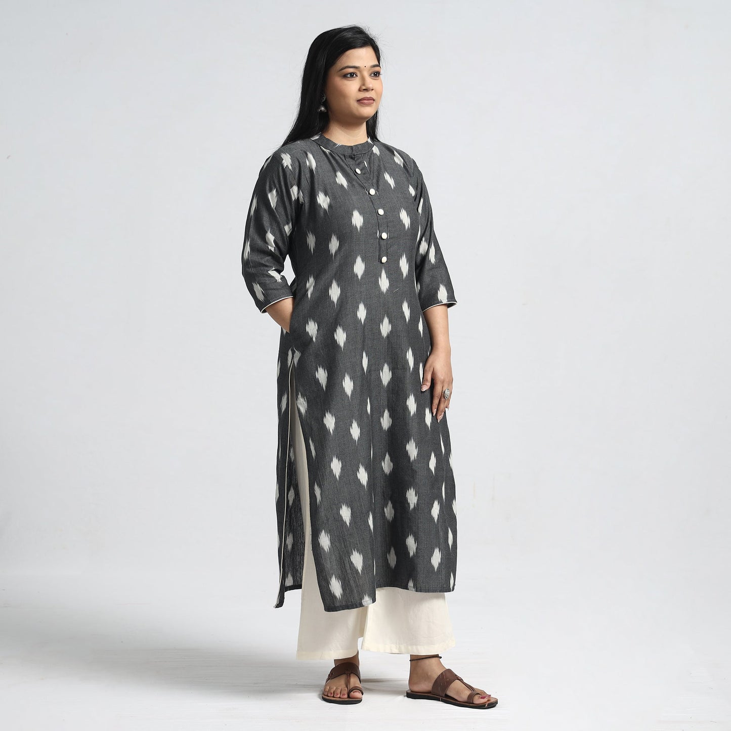 Buy Pochampally Ikat Weave Cotton Straight Kurta Online at iTokri.com