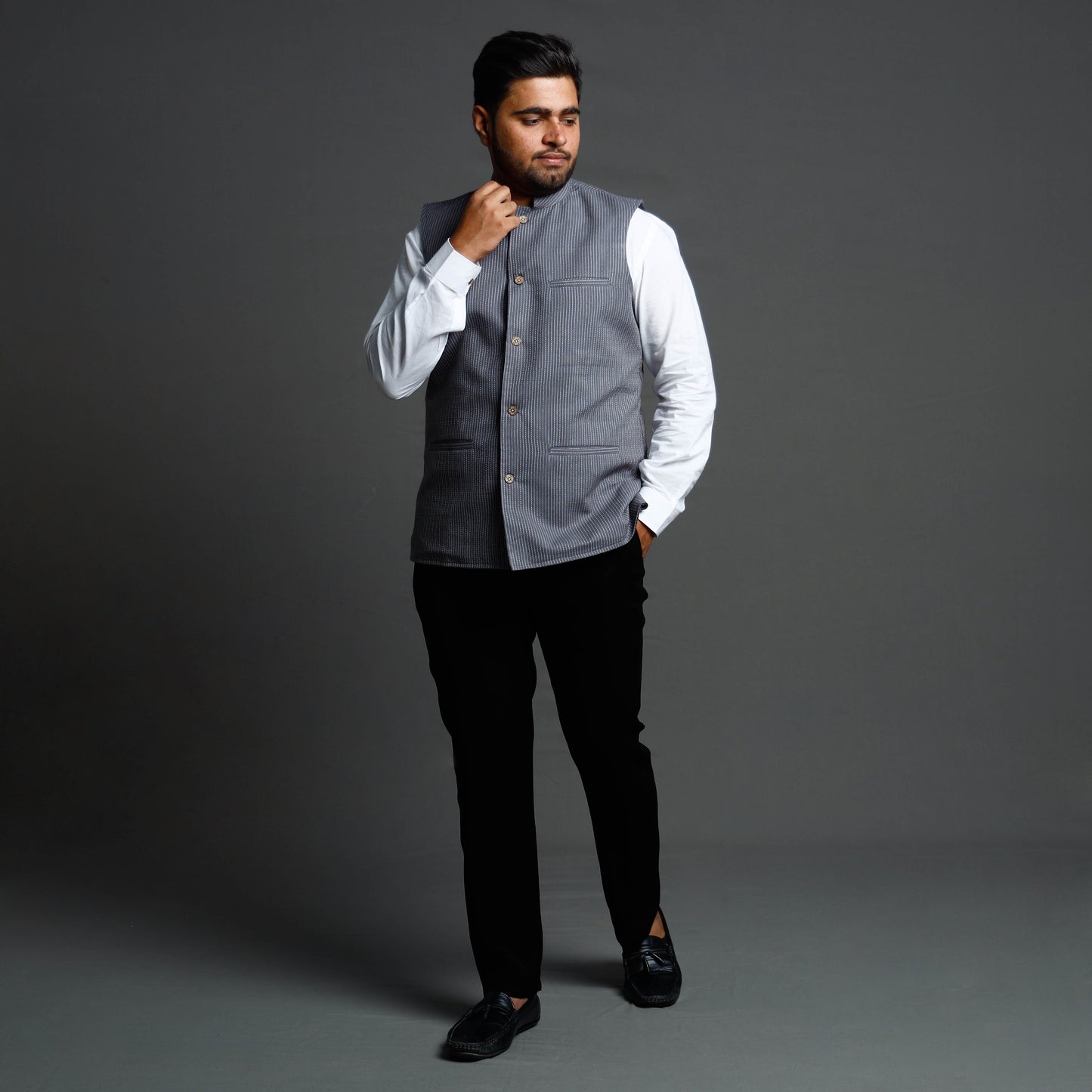 Buy Running Stitch Pure Cotton Men Nehru Jacket 13 Online at iTokri.com