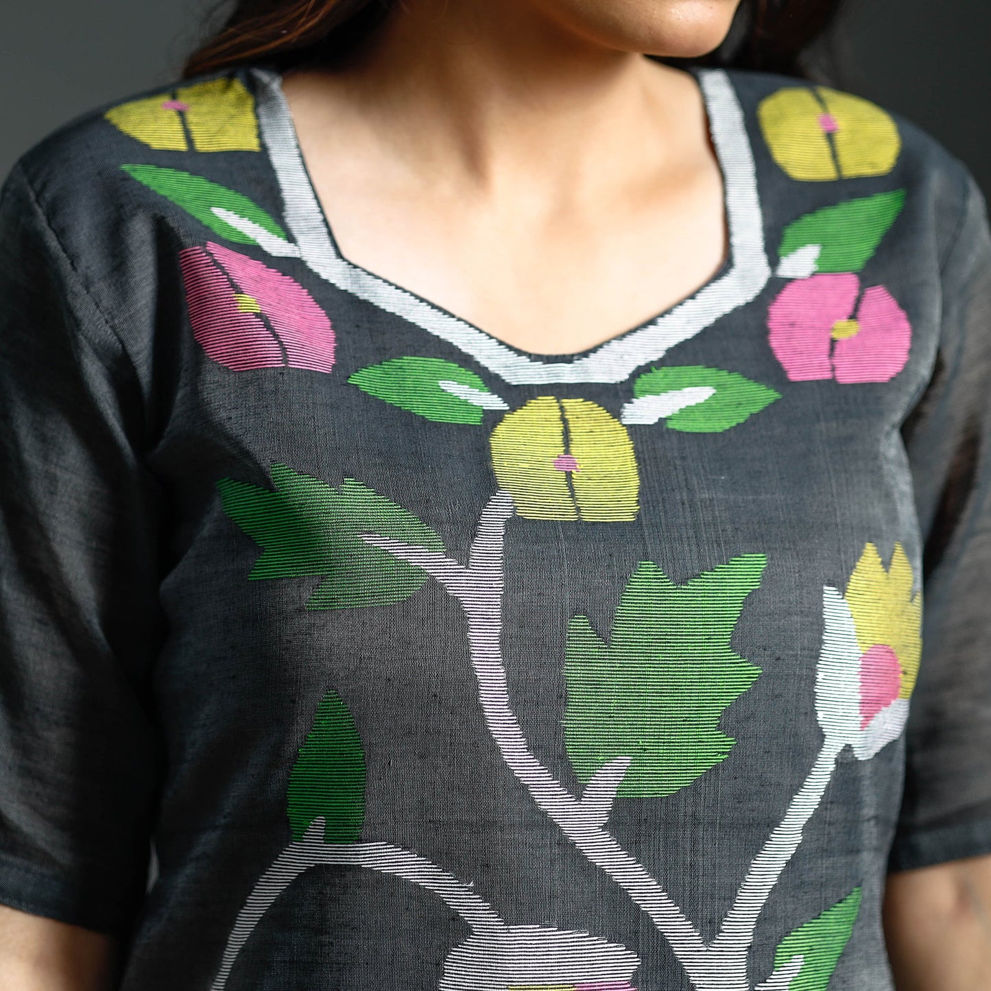 Jamdani Kurta with Palazzo & Dupatta Set