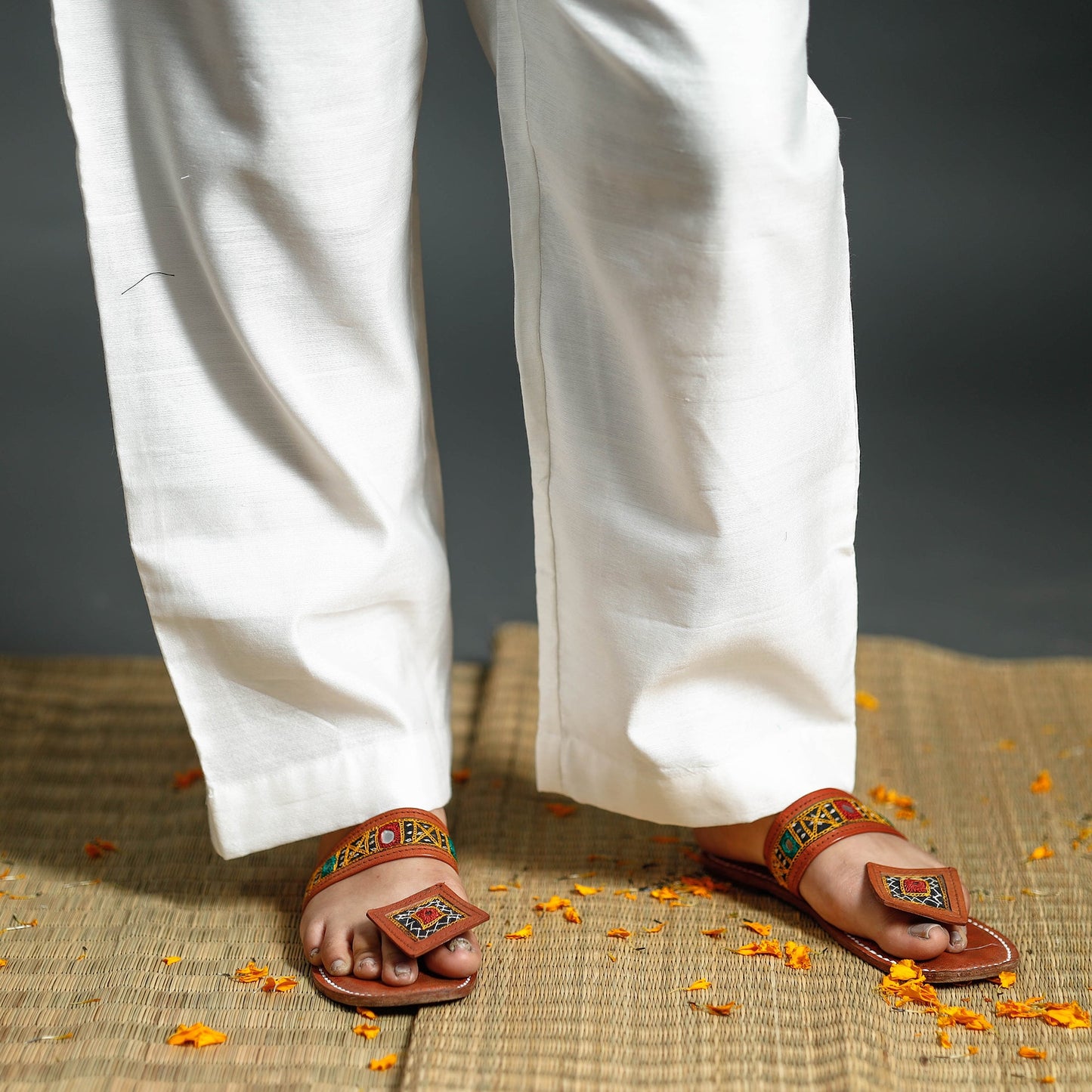 Jamdani Kurta with Palazzo & Dupatta Set