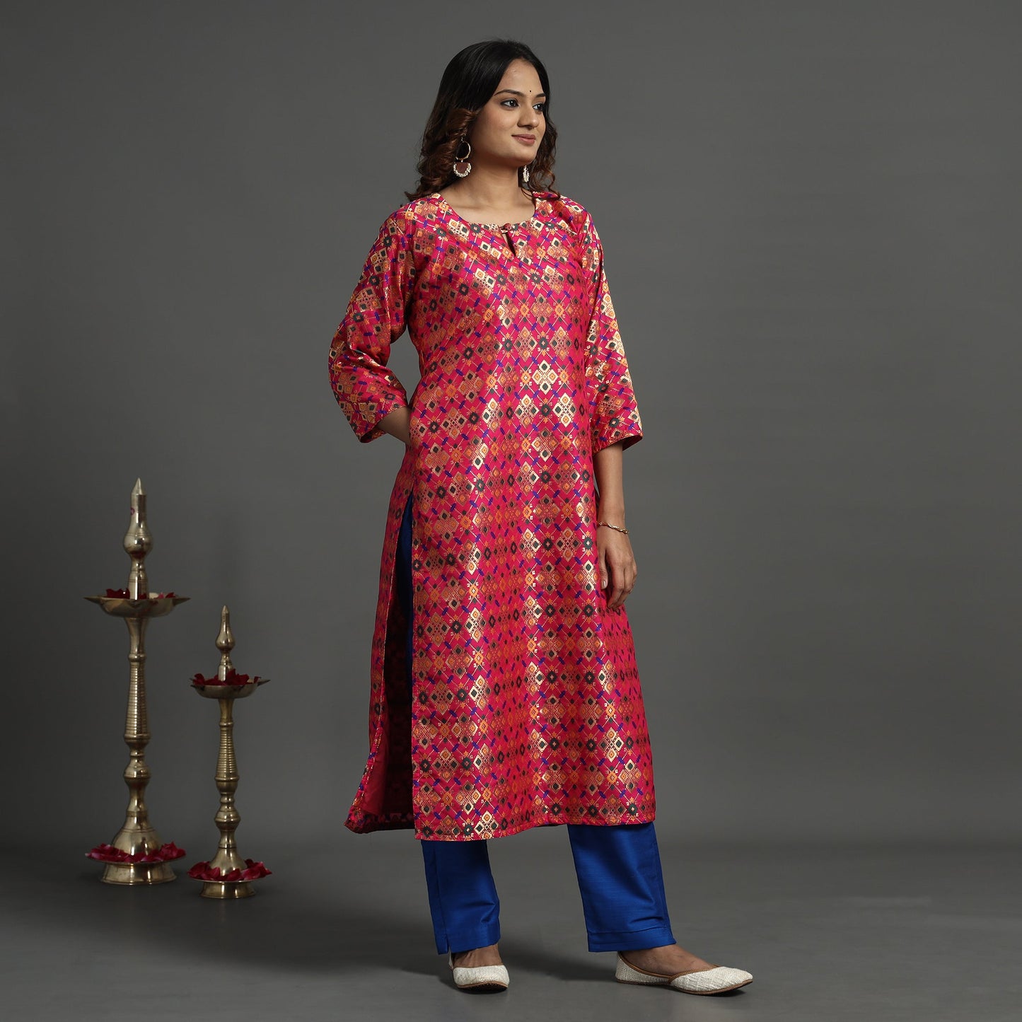 Elegant Banarasi Brocade Silk Kurta with Pant Set