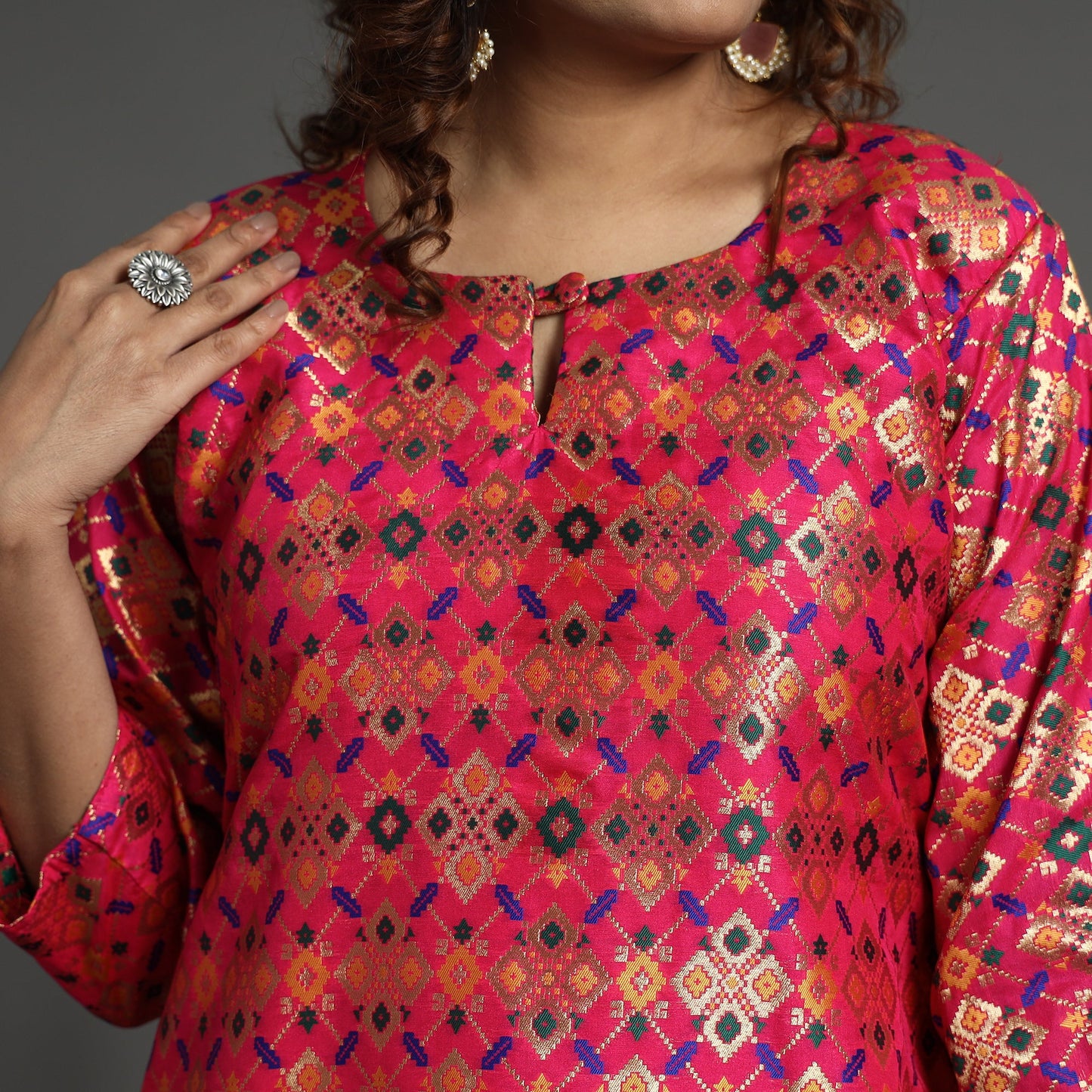 Elegant Banarasi Brocade Silk Kurta with Pant Set