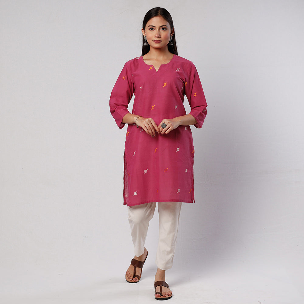 iTokri Casuals Jamdani Handloom Cotton Short Kurta for Women