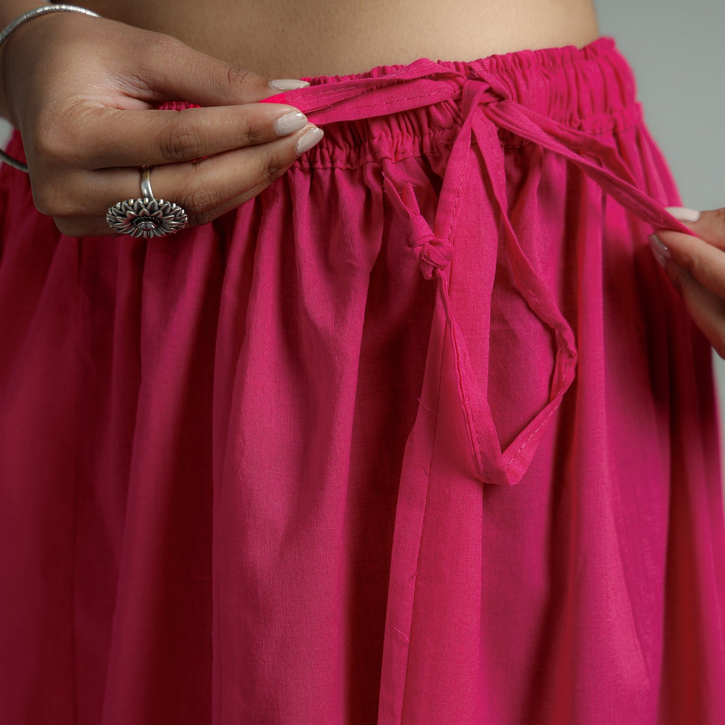 Buy Dark Pink Plain Dyed Cotton Flared Palazzo | iTokri