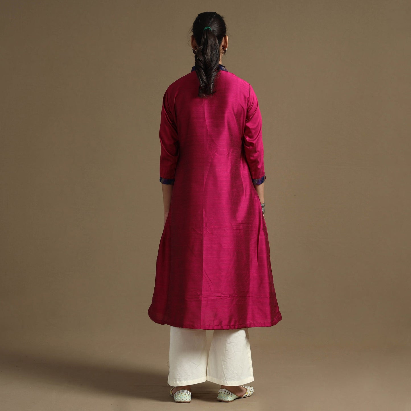 Plain Solid Slub Silk kurta