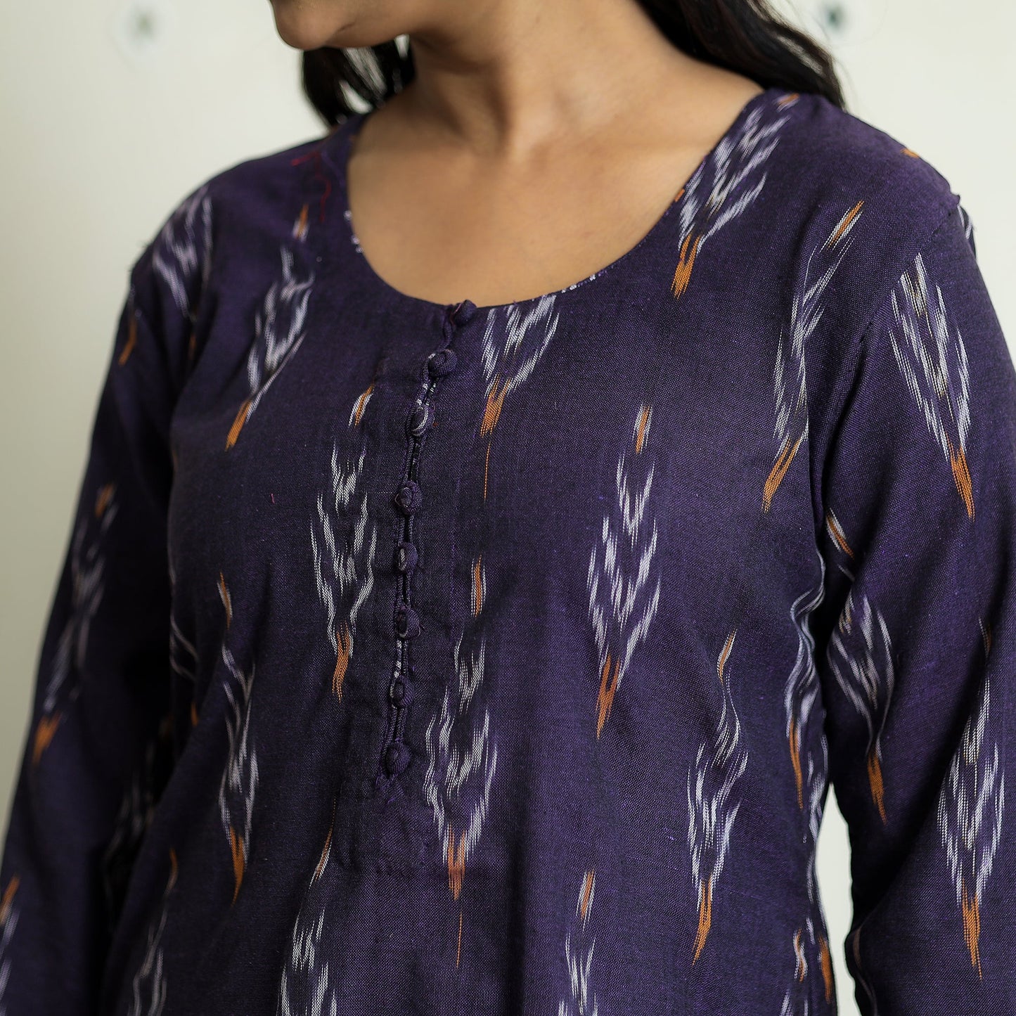 Pochampally Ikat Weave Cotton Long Kurta
