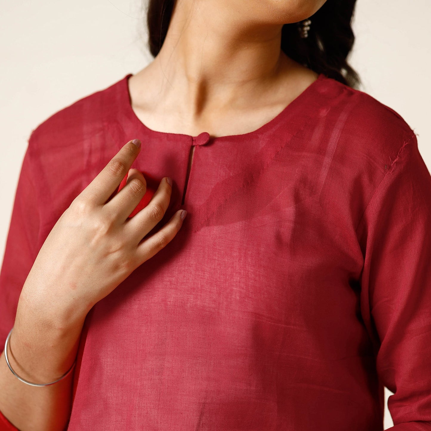 Mulmalai Cotton Plain Dyed Long Kurta 30