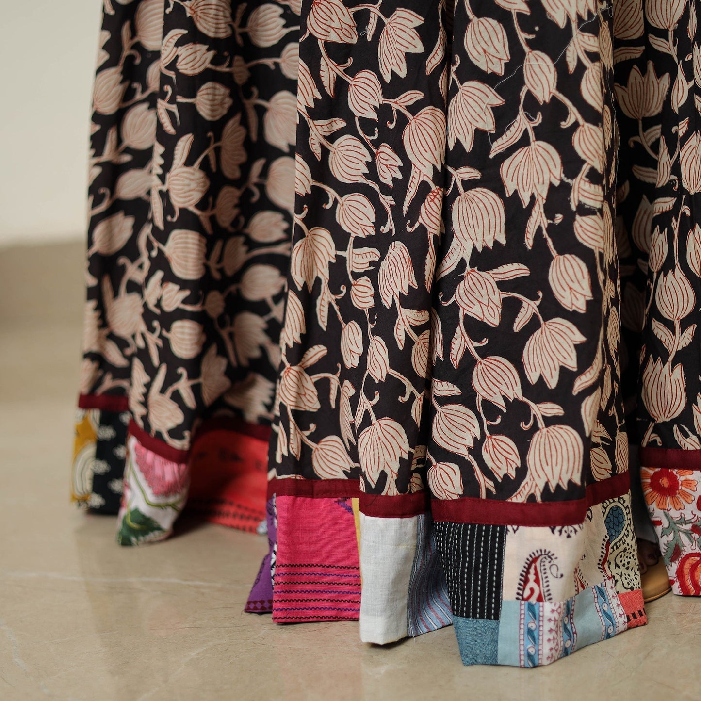 Multicolor - hand printed cotton long bagru skirt 11
