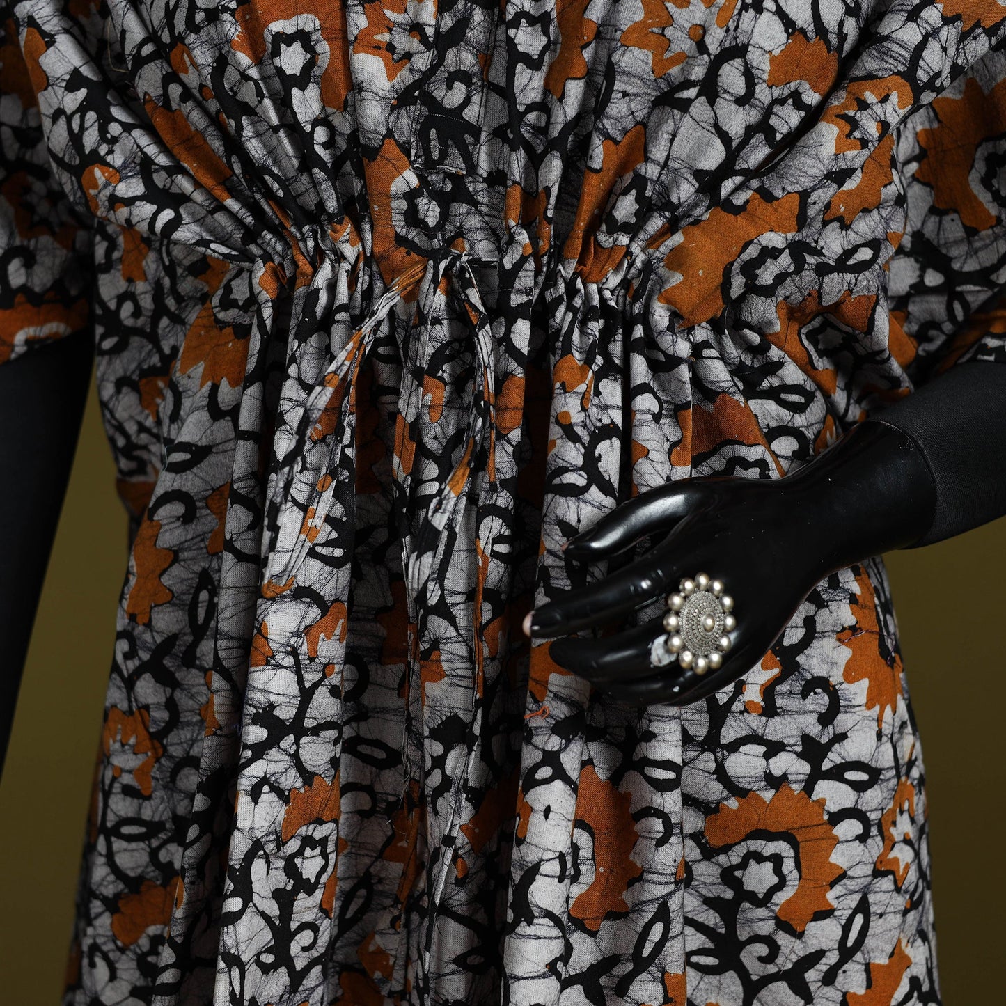 Hand batik cotton short kaftan 39 - handcrafted