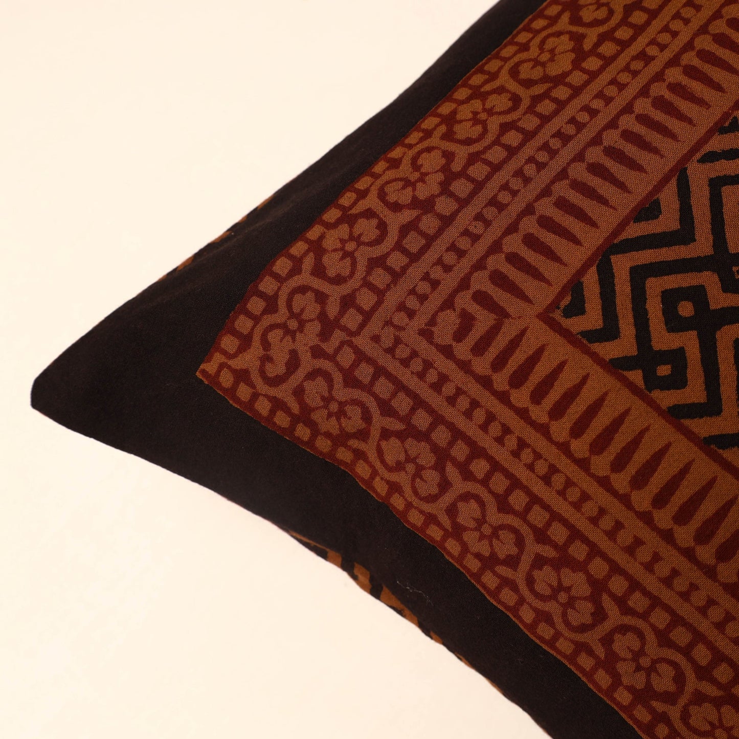 Maroon - Bagh Block Printed Cotton Cushion Cover (16 x 16 in) 01