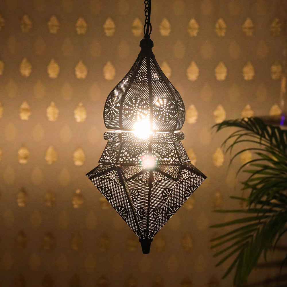 Decorative Handmade Hanging Iron Electric Lantern / Lamp