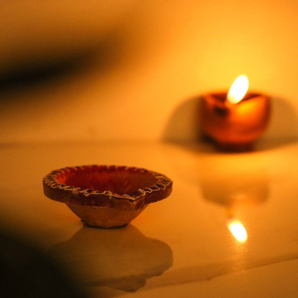 Decorative Handpainted Terracotta Diya (Set of 4) Online in India l iTokri.com