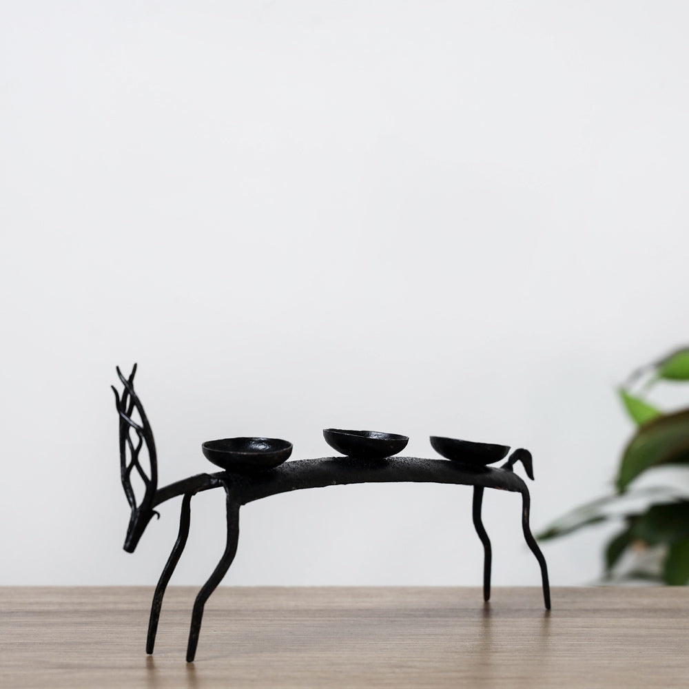 Deer - Bastar Tribal Wrought Iron Candle Stand Online in India