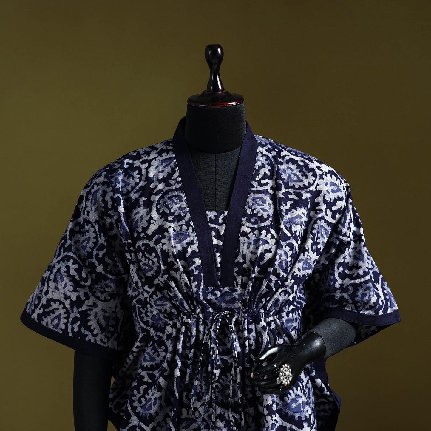 Hand batik cotton short kaftan 24 - handcrafted