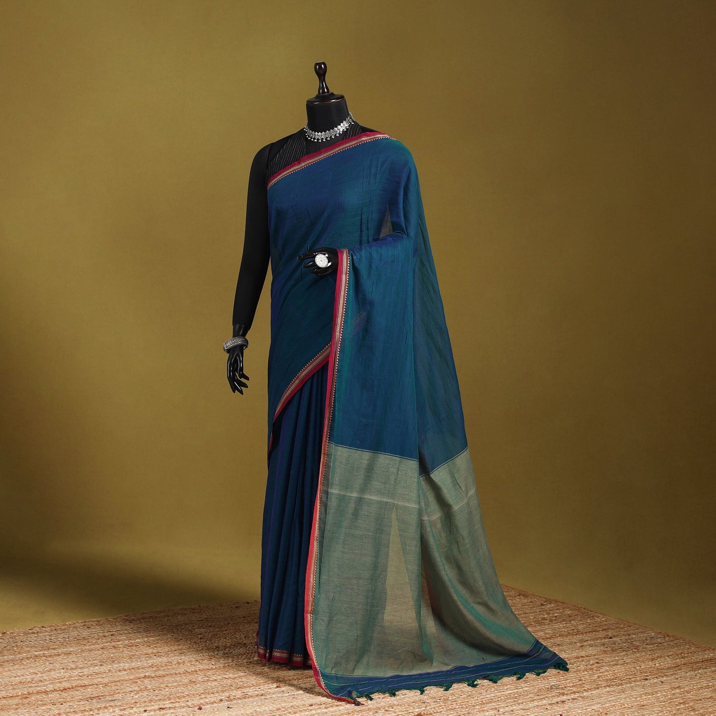 Dharwad cotton saree with border 17 - handcrafted