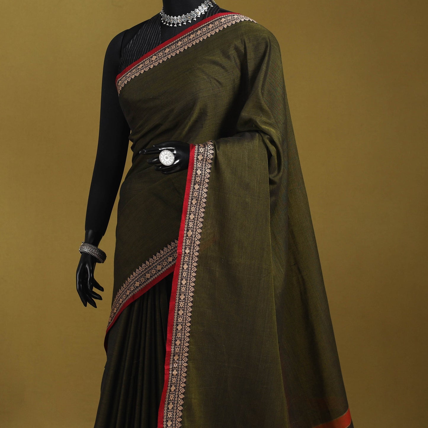 Dharwad cotton saree with border 24 - handcrafted