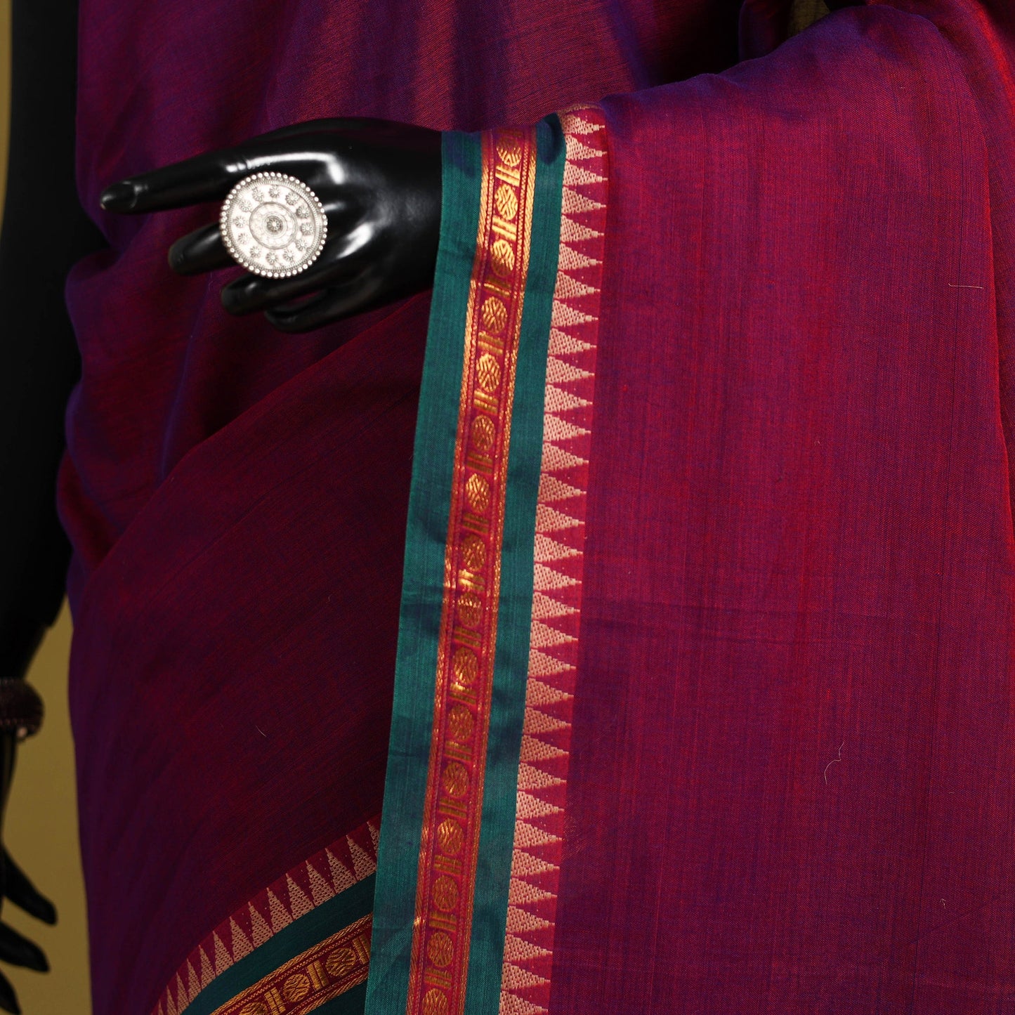 Dharwad cotton saree with border 44 - handcrafted