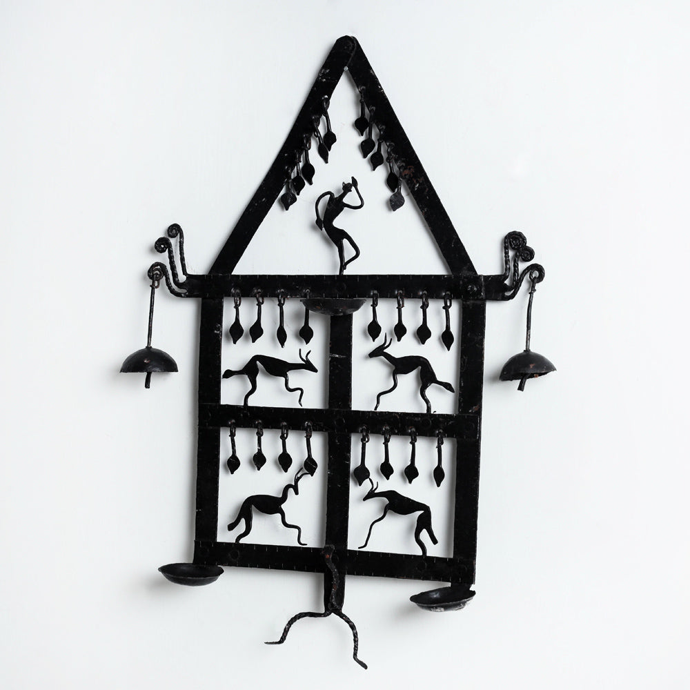 Elephant - Bastar Tribal Wrought Iron Wall Diya / Candle Stand Online in India