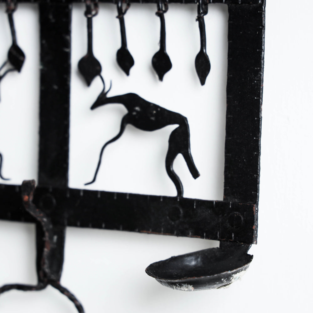 Elephant - Bastar Tribal Wrought Iron Wall Diya / Candle Stand Online in India