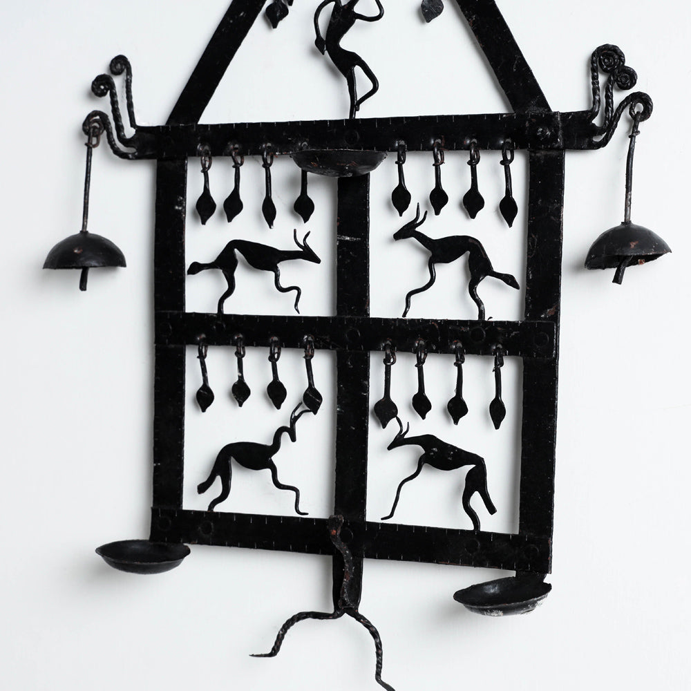 Elephant - Bastar Tribal Wrought Iron Wall Diya / Candle Stand Online in India
