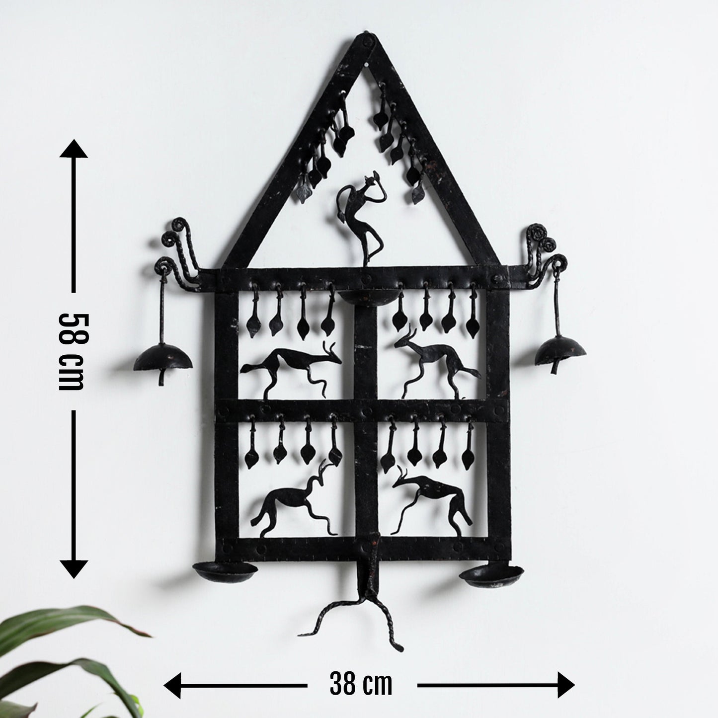 Elephant - Bastar Tribal Wrought Iron Wall Diya / Candle Stand Online in India