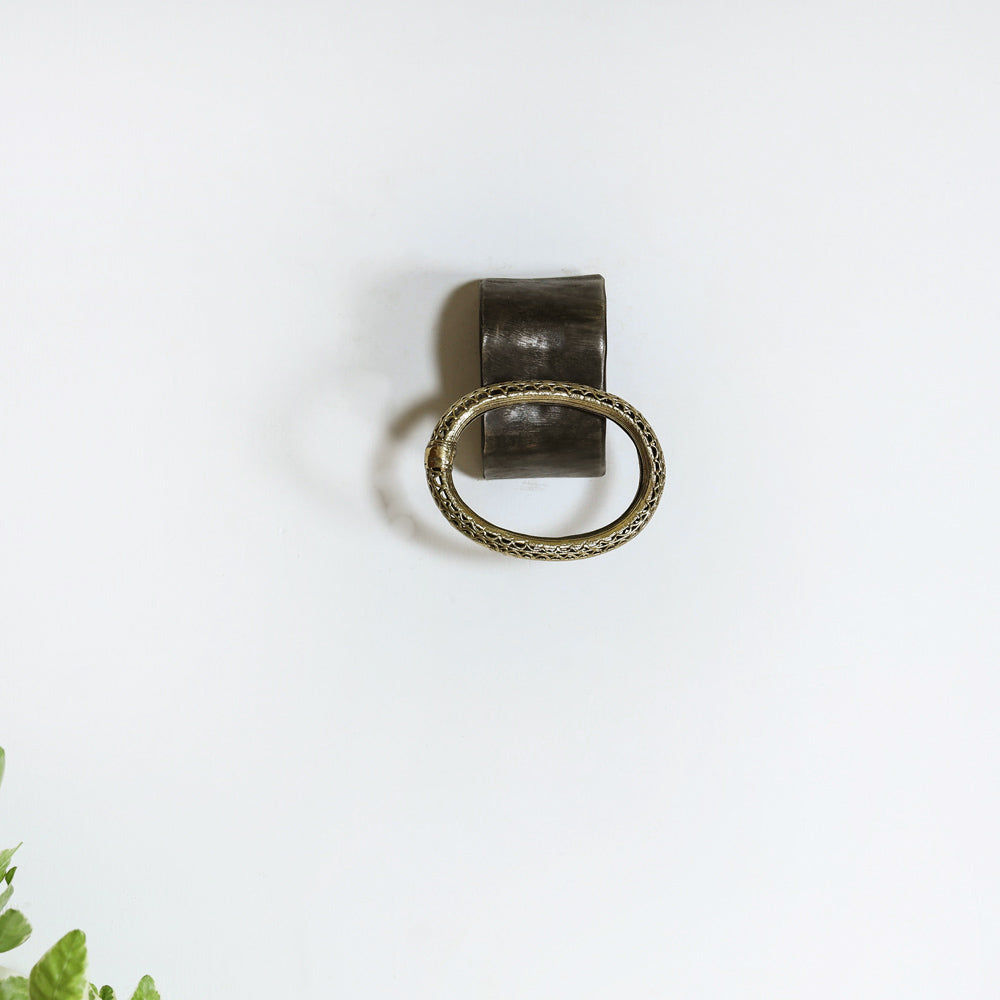 Handcarved Dokra Natural Wooden Towel Hanger (Single Piece) l iTokri.com