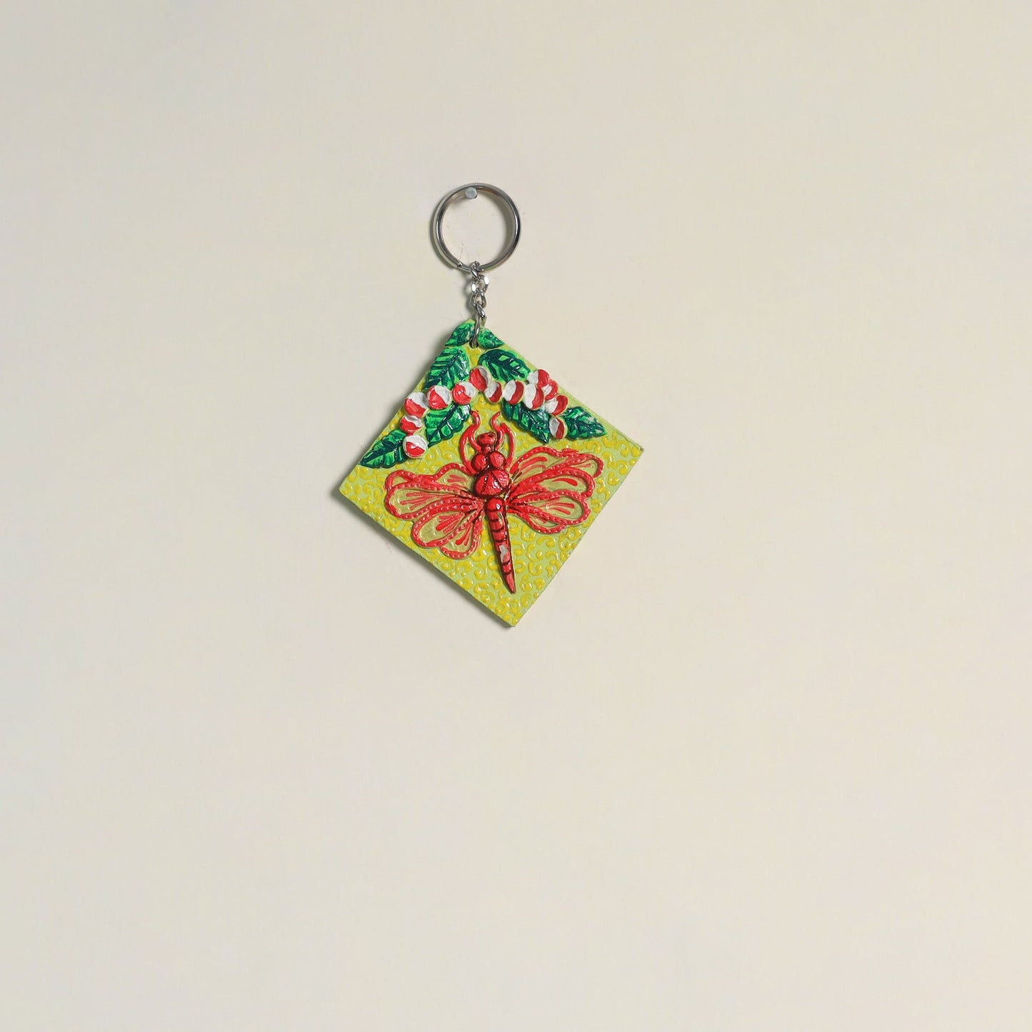 Dragonfly - handpainted clay art keychain 21 - handcrafted