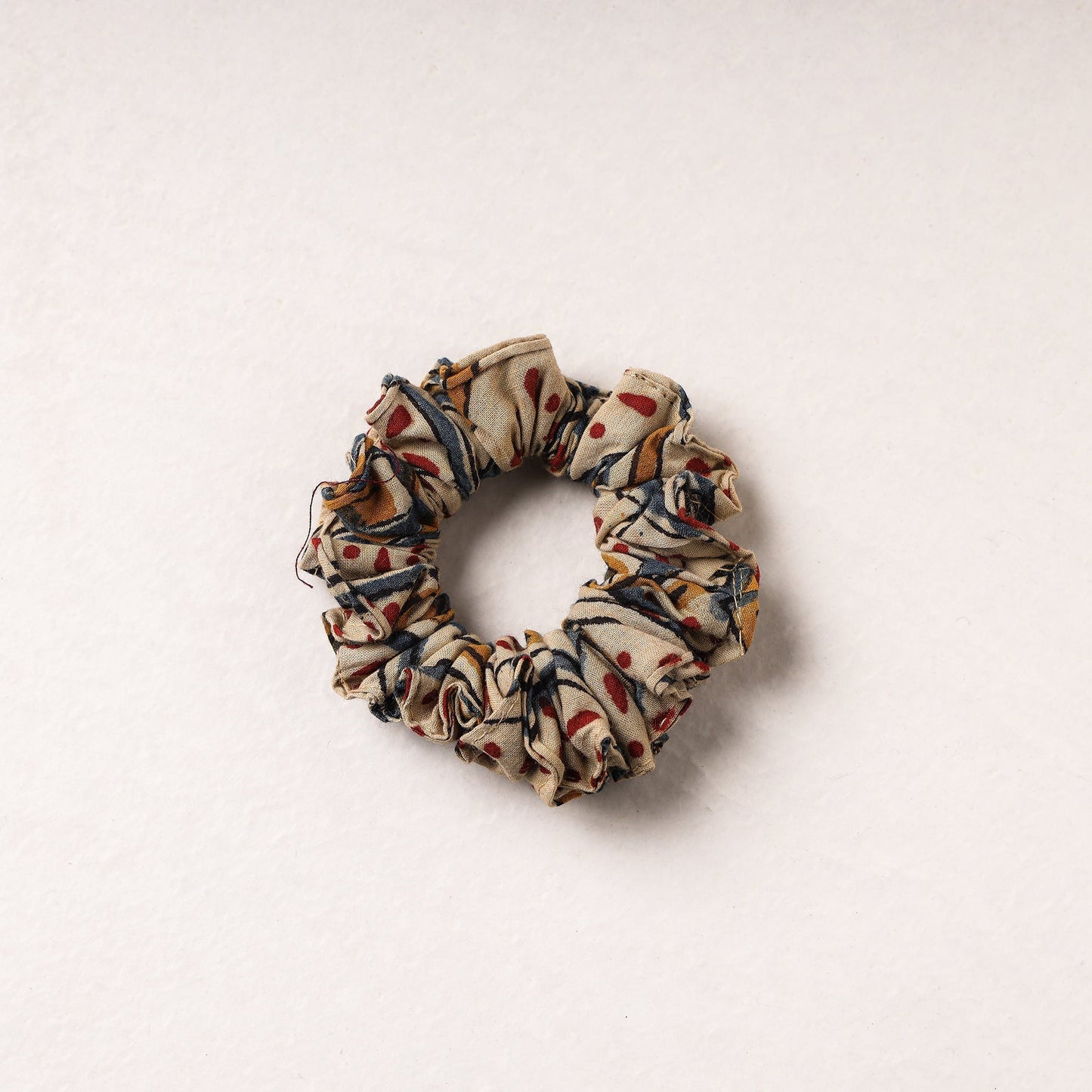 Kalamkari Block Printed Cotton Elastic Rubber Band/Scrunchie