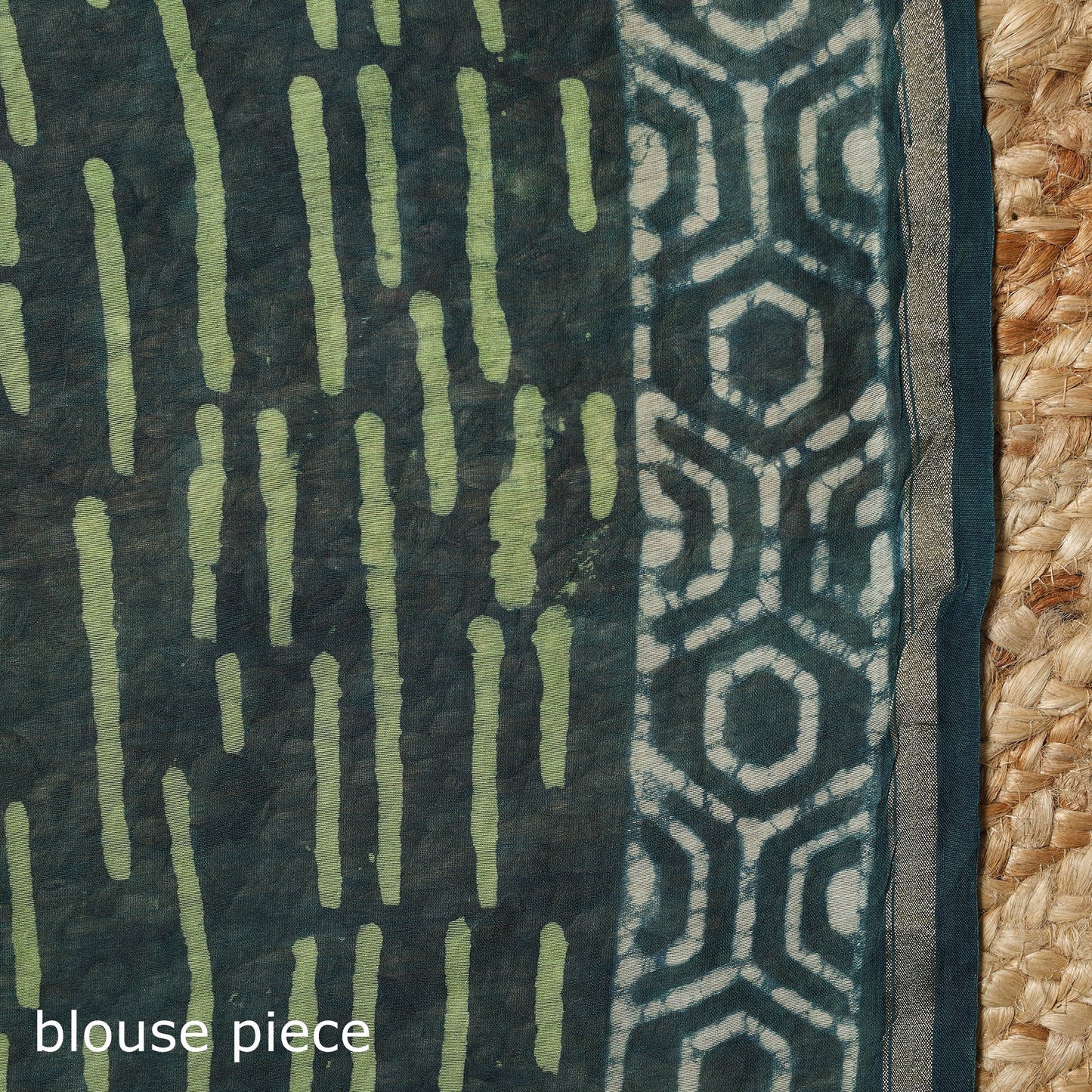 Green - Chanderi Silk Hand Block Print Bagru Saree with Zari Border 22