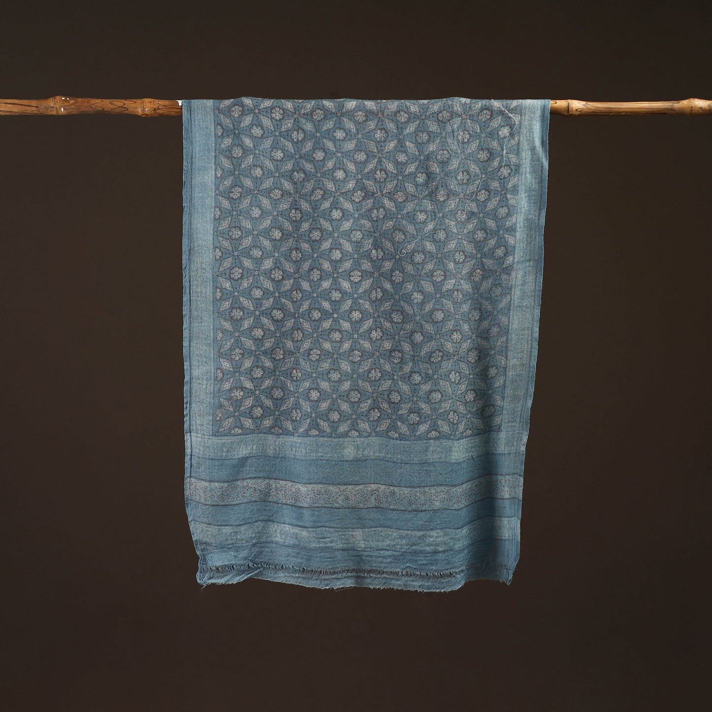 Natural dyed hand printed pure wool akola stole 04