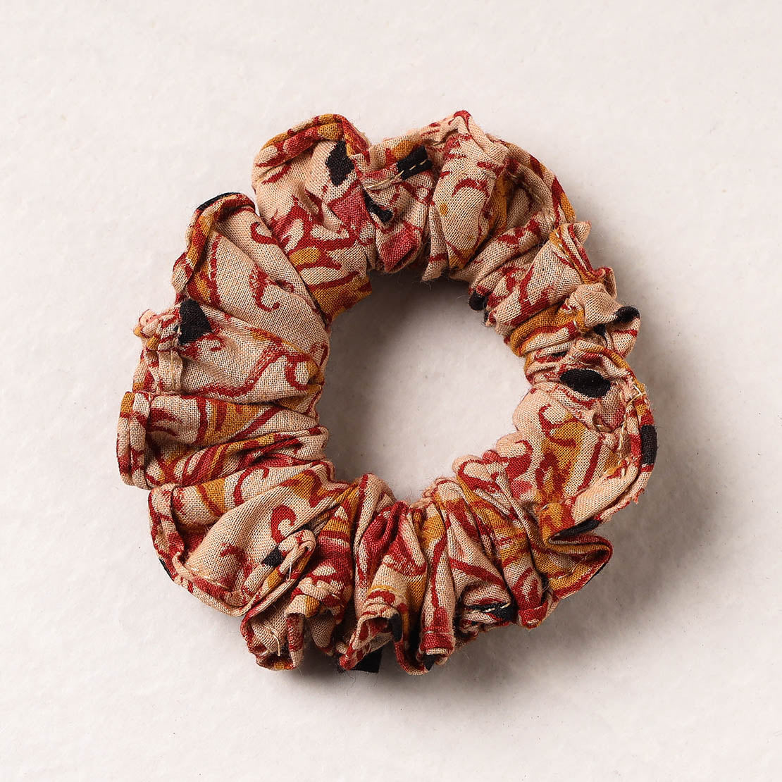 Kalamkari Block Printed Cotton Elastic Rubber Band/Scrunchie