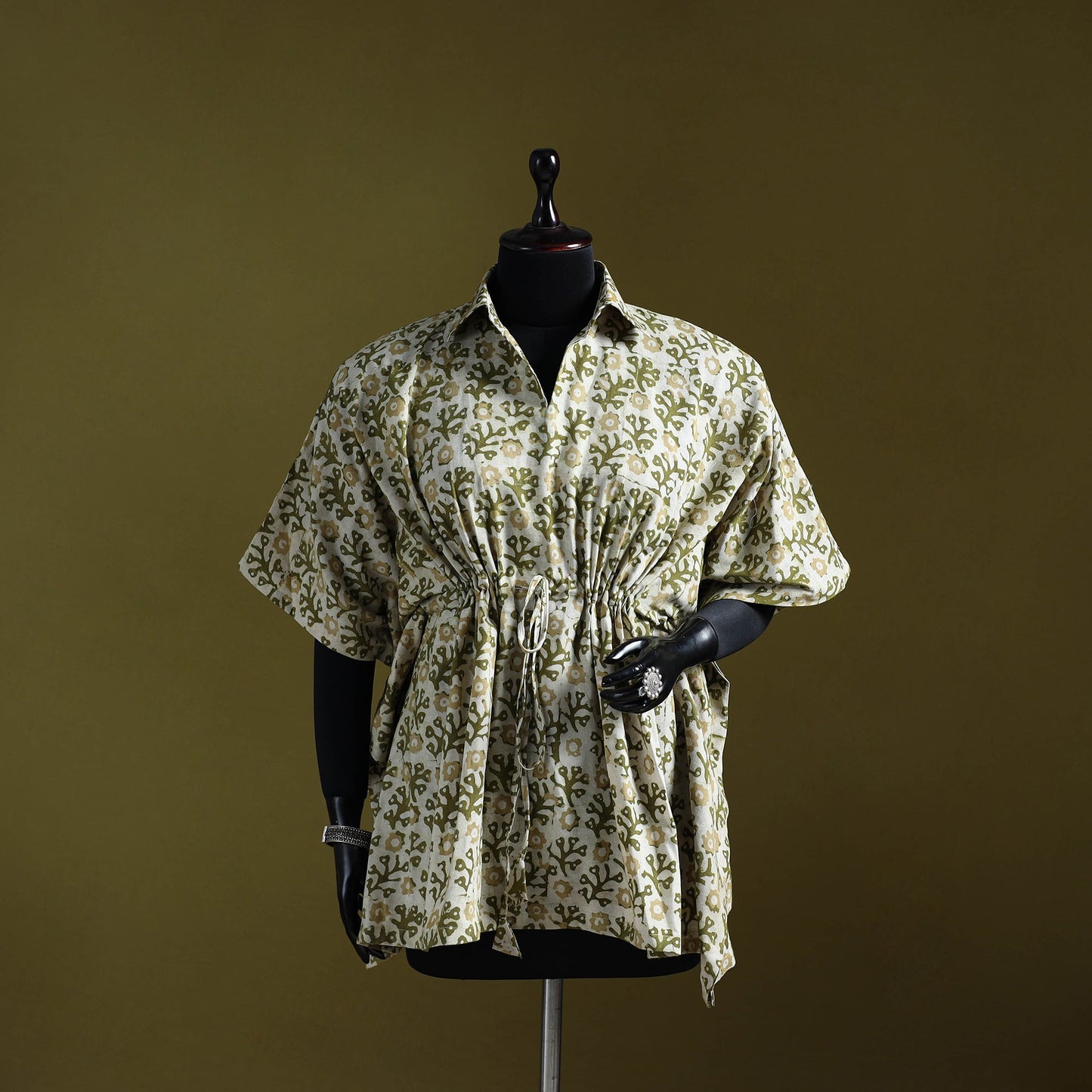 Hand batik cotton short kaftan 16 - handcrafted