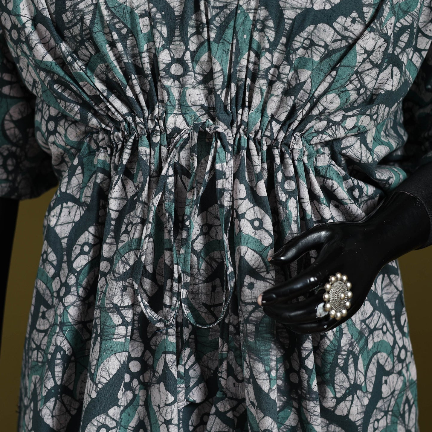 Hand batik cotton short kaftan 40 - handcrafted